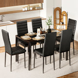 Luxury glass top dining table with six chairs
