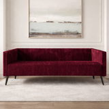 luxury ribbed velvet sofa burgundy