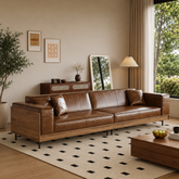 Premium teak wood leather sofa for modern living room