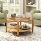 Modern wooden coffee table with storage shelf