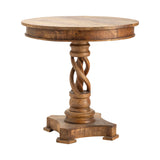 Rustic teak wood side table with elegant twisted design