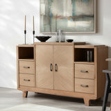 Solid teak wood storage cabinet for living room décor