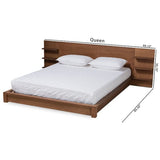 Luxury platform bed in natural wood finish
