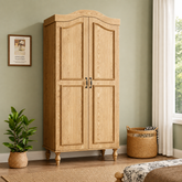 Teak wood wardrobe with classic double doors
