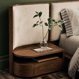 Contemporary wooden platform bed with storage nightstands
