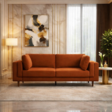 Luxury Teak Wood 3 Seater Sofa in Velvet Fabric | Premium Wooden Sofa for Living Room
