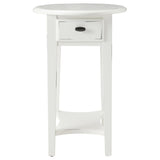 Handcrafted white teak wood side table with storage drawer