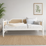 White teak wood cane daybed for modern living room