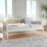 Solid teak wood daybed with natural cane backrest