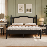 Solid teak wood cane bed frame modern design