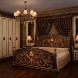 Luxury Royal King Size Bedroom Furniture Set – Bed with 2 Side Tables