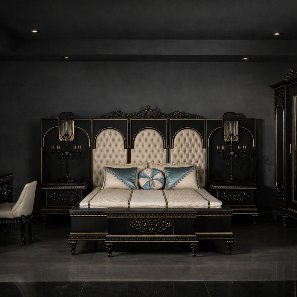 Luxury Royal King Size Bedroom Furniture Set – Complete Premium Antique Collection
