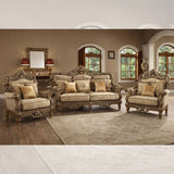 Luxury Royal Wooden Sofa Set (3+1+1) – Hand-Carved European Style Living Room Furniture