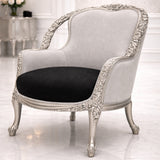 Luxury Royal Carved Lounge Chair – Classic Silver Accent Armchair