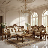 Luxury Royal Cream Sofa Set – Classic European Hand-Carved Living Room Furniture