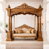 Luxury Hand Carved Wooden Jhula | Royal Carving Design Swing for Living Room