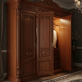 Luxury Classic Solid Wood Wardrobe with Royal Carving