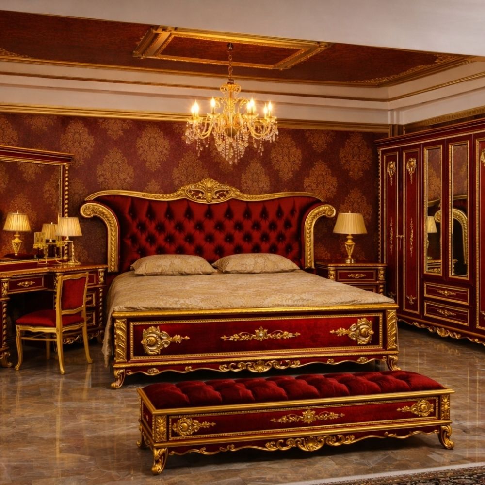 Luxury Royal King Size Bedroom Furniture Set – Complete Premium Antique Bedroom Collection