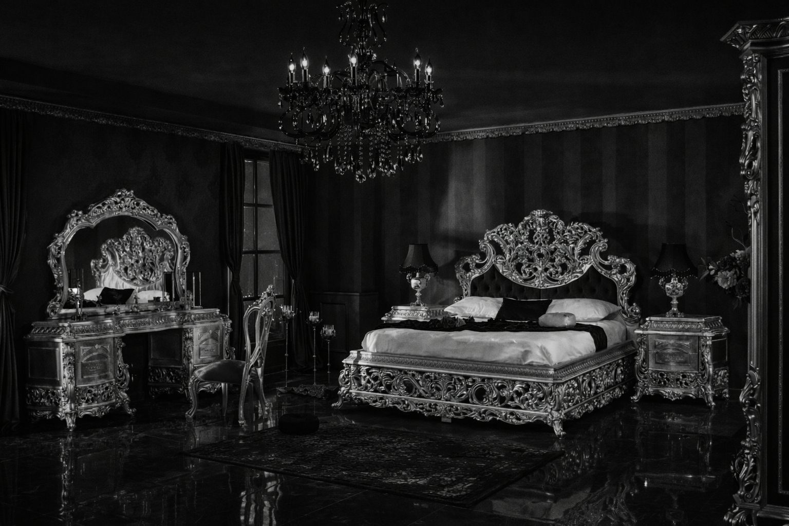 Luxury Royal King Size Bedroom Furniture Set – Complete Premium Antique Collection