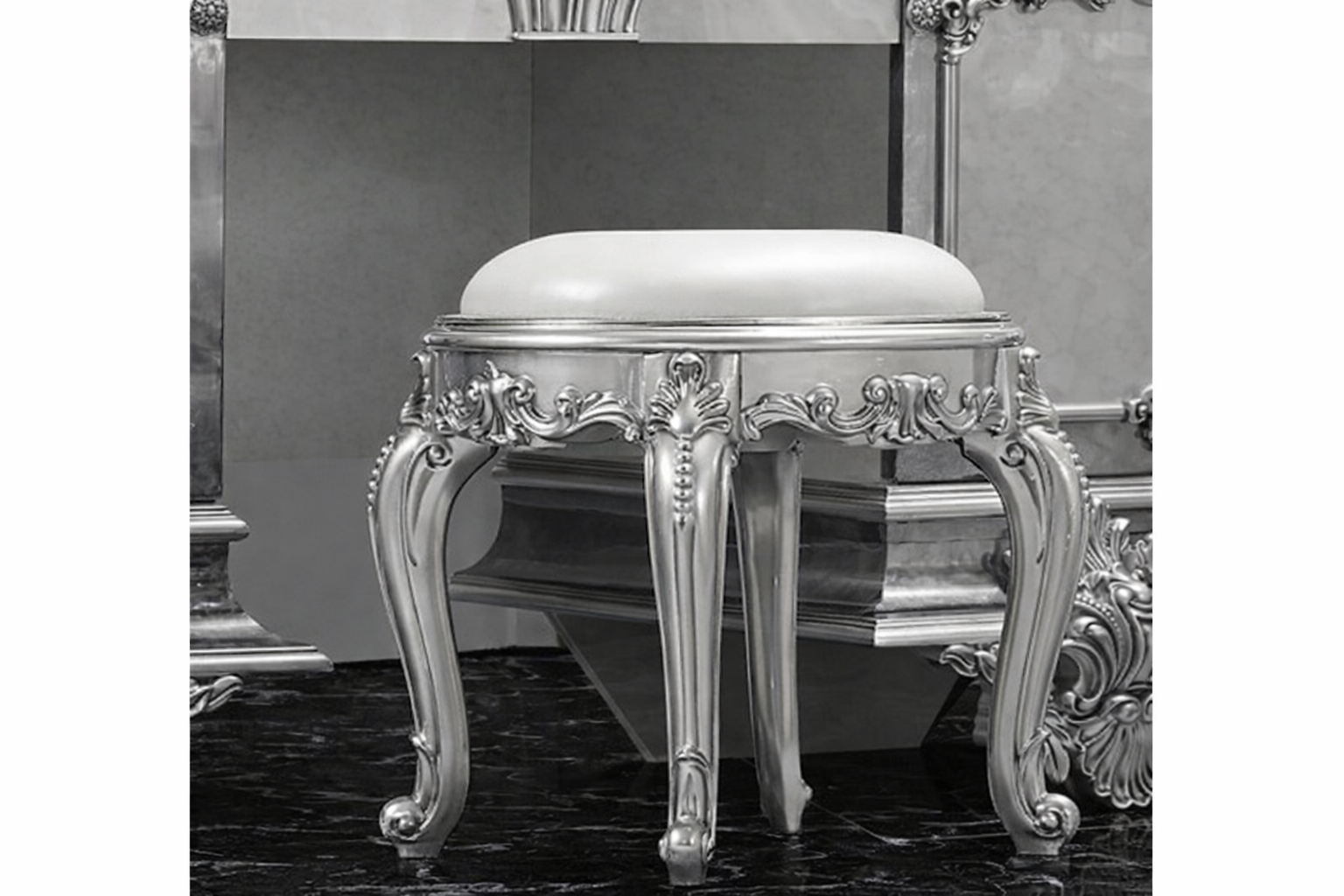 Luxury Royal King Size Bedroom Furniture Set – Bed with Side Tables & Dressing Table