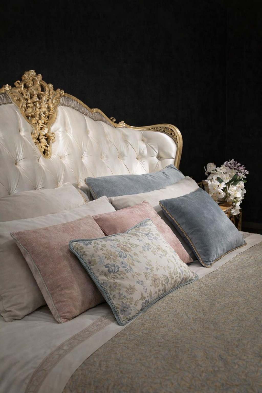 Luxury Royal King Size Bed – Premium Antique Style Upholstered Bed