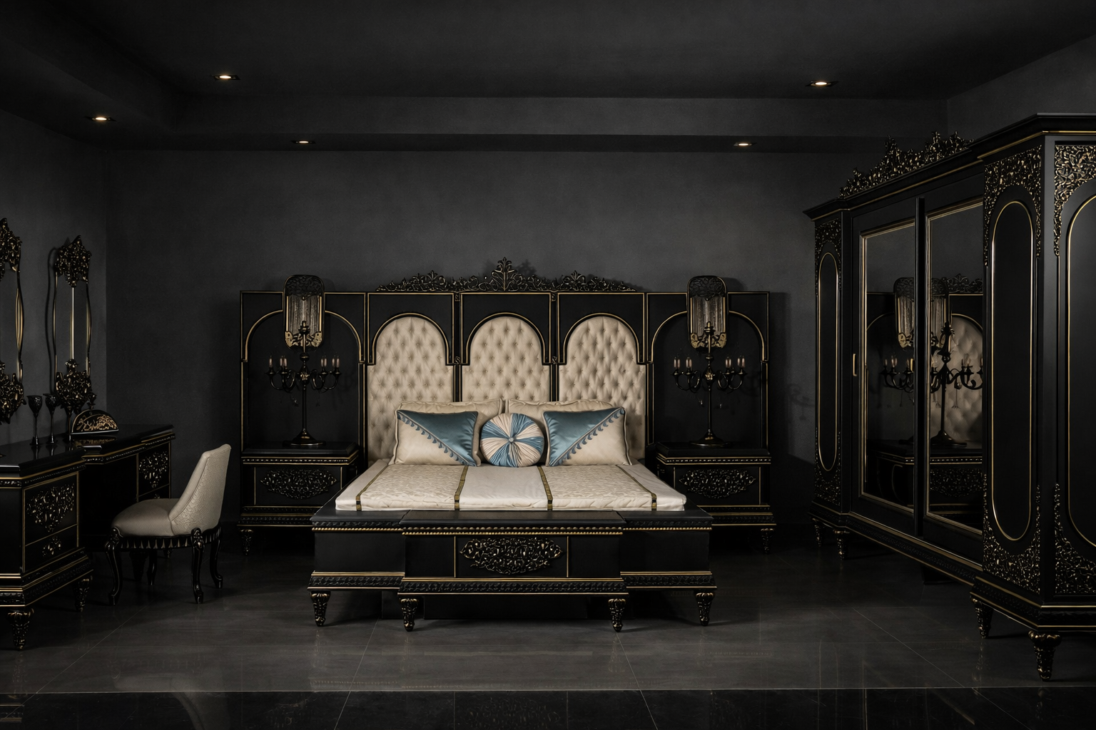 Luxury Royal King Size Bedroom Furniture Set – Complete Premium Antique Collection