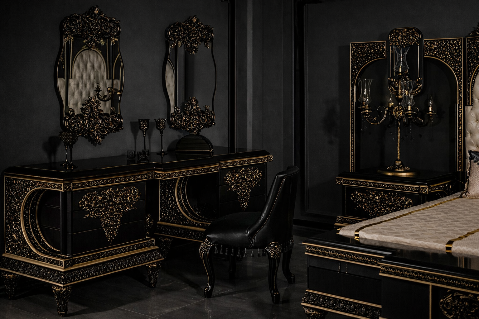 Luxury Royal King Size Bedroom Furniture Set – Complete Premium Antique Collection