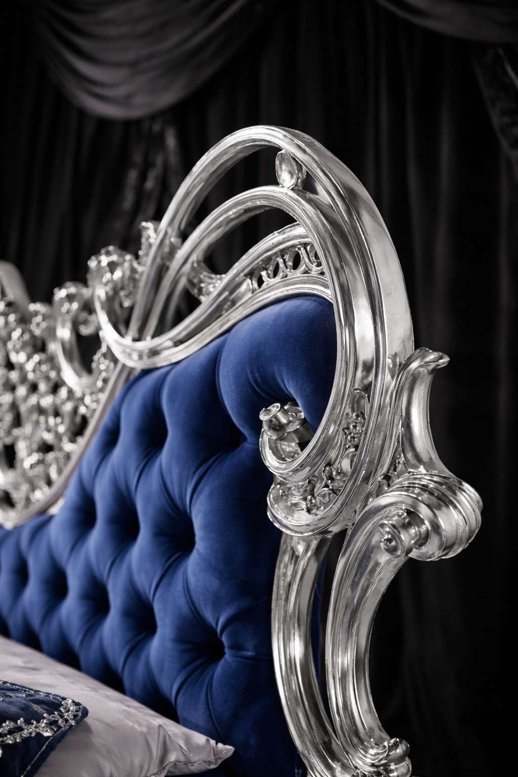 Luxury Antique King Size Bed Set with Dressing Table & Side Tables – Solid Teak Wood