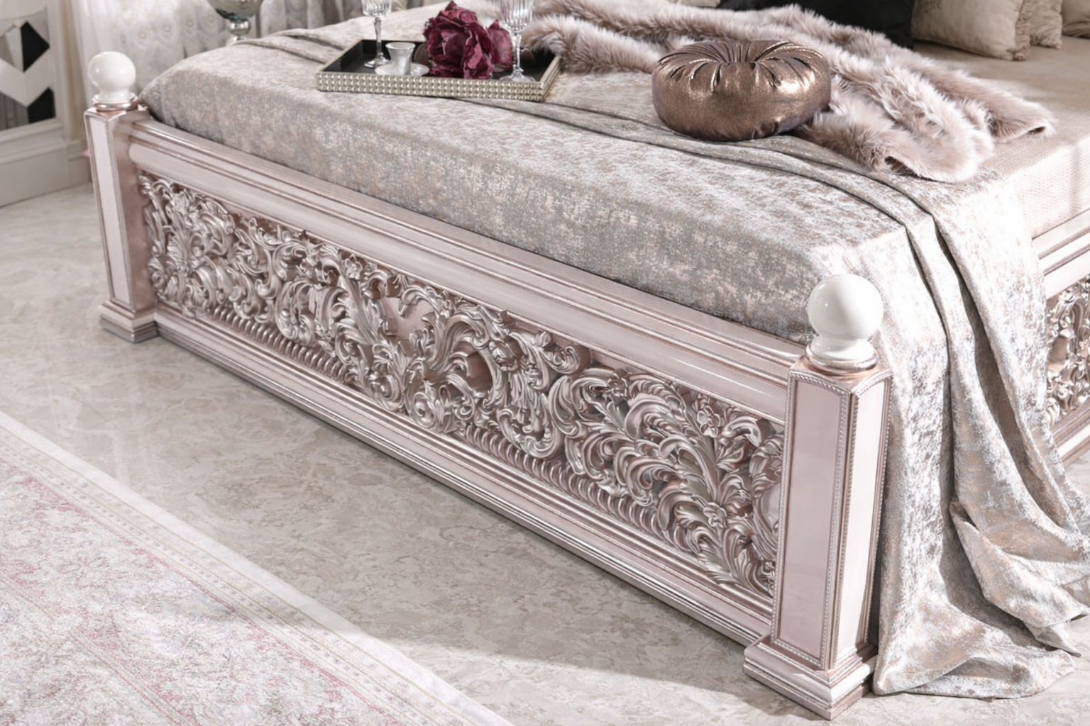 Luxury Antique King Size Bedroom Set – Premium Solid Teak Wood Furniture