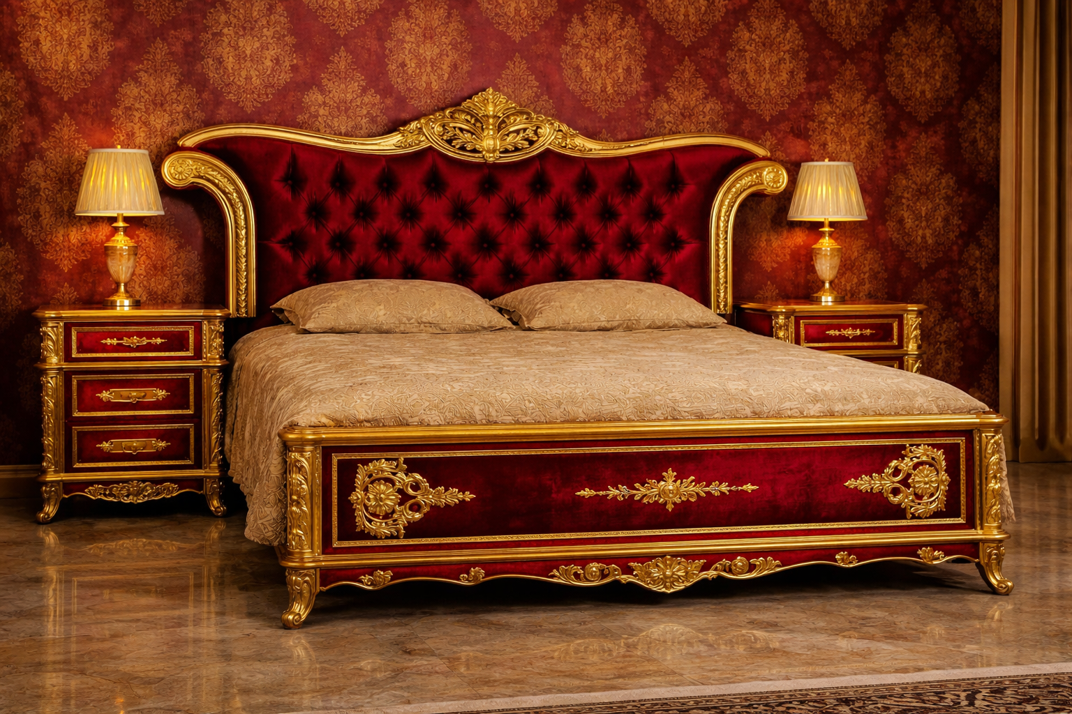 Luxury Royal King Size Bedroom Furniture Set – Complete Premium Antique Bedroom Collection