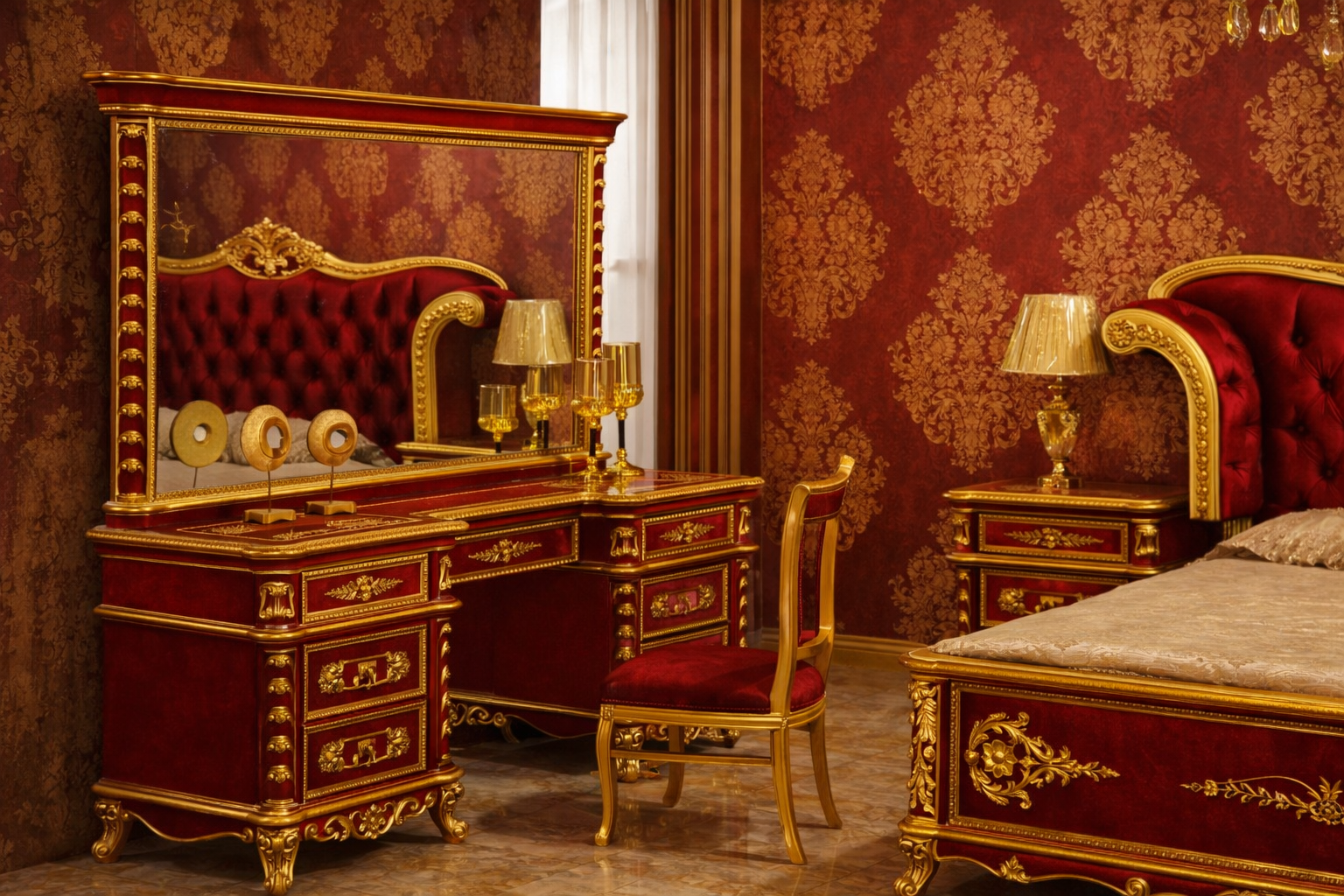 Luxury Royal King Size Bedroom Furniture Set – Complete Premium Antique Bedroom Collection