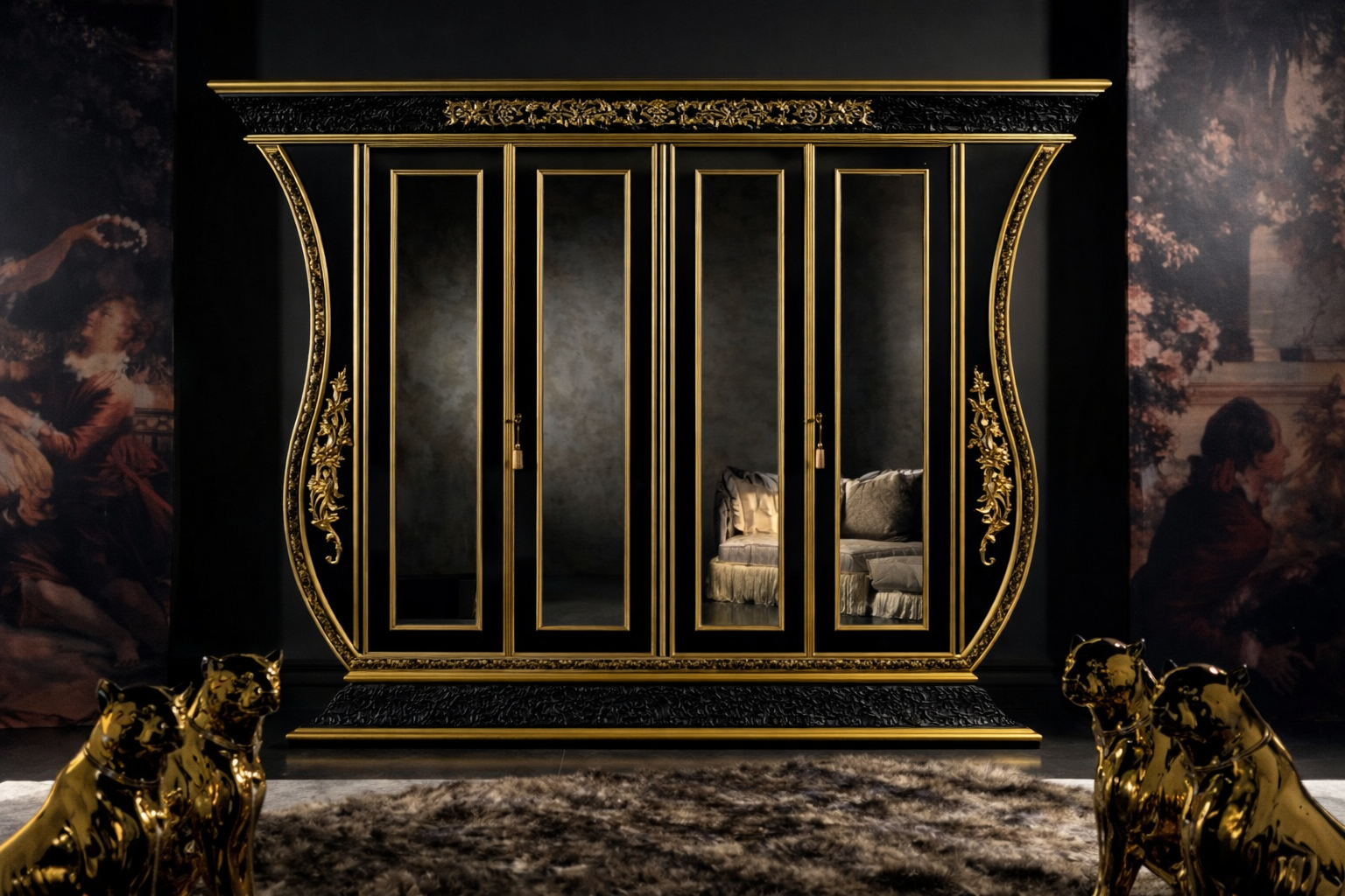 Luxury Royal King Size Bedroom Furniture Set – Complete Premium Antique Collection