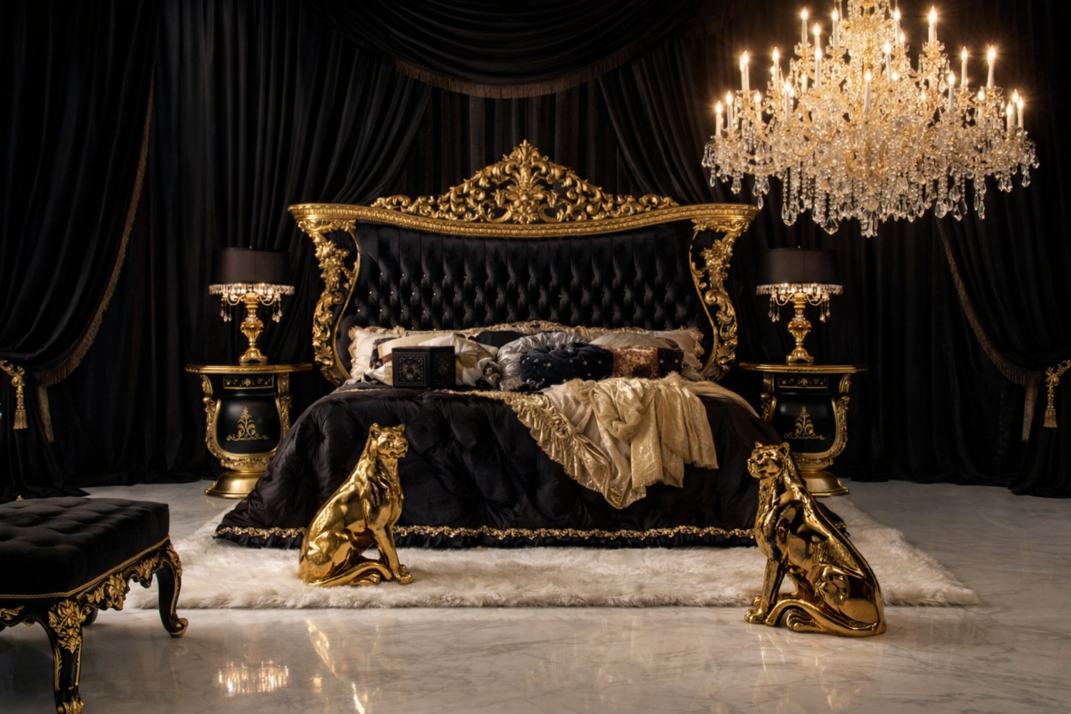 Luxury Royal King Size Bedroom Furniture Set – Complete Premium Antique Collection