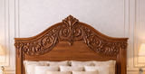 Royal Hand-Carved Solid Wood Bed – Luxury Antique Queen Size Bedroom Furniture