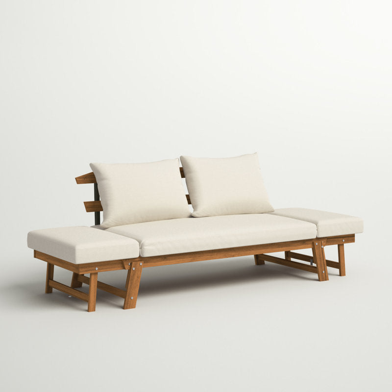 Adjustable teak wood daybed