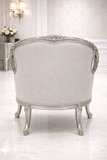 Luxury Royal Carved Lounge Chair – Classic Silver Accent Armchair