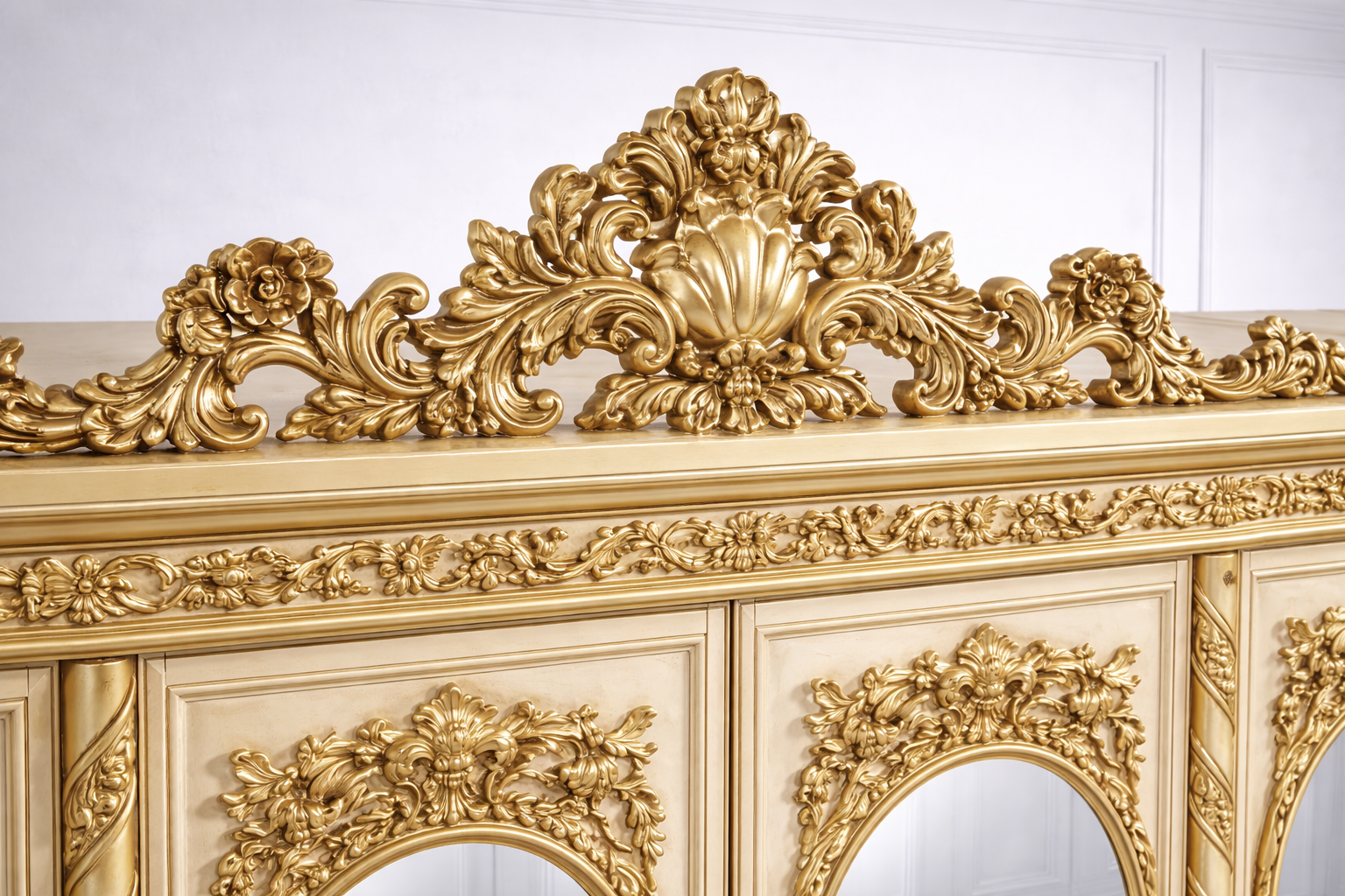 Royal Gold Luxury Designer Wardrobe | Italian Carving Wooden Almirah