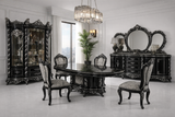 Luxury 4 Seater Dining Table Set – Black High-Gloss European Classic Design