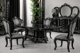 Luxury 4 Seater Dining Table Set – Black High-Gloss European Classic Design