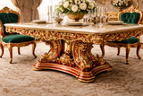 Antique 6 Seater Dining Table – Royal Hand-Carved Luxury Dining Set