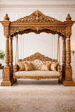 Luxury Hand Carved Wooden Jhula | Royal Carving Design Swing for Living Room