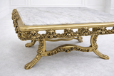 Luxury Antique Gold Carved Center Table with Marble Top