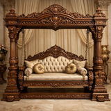Luxury Wooden Carved Swing Jhula | Royal Antique Designer Wooden Jhula
