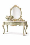 Luxury Antique Dressing Table with Mirror – Elegant Hand-Carved Wooden Vanity
