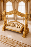 Luxury Golden Carved Swing Jhula | Royal Antique Designer Gold Jhula for Living Room