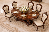Royal Luxury 6 Seater Wooden Dining Table Set – Walnut Brown Hand-Carved Antique Finish