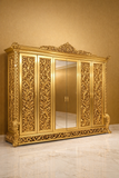 Luxury Gold Royal Carved Wardrobe with Mirror Doors