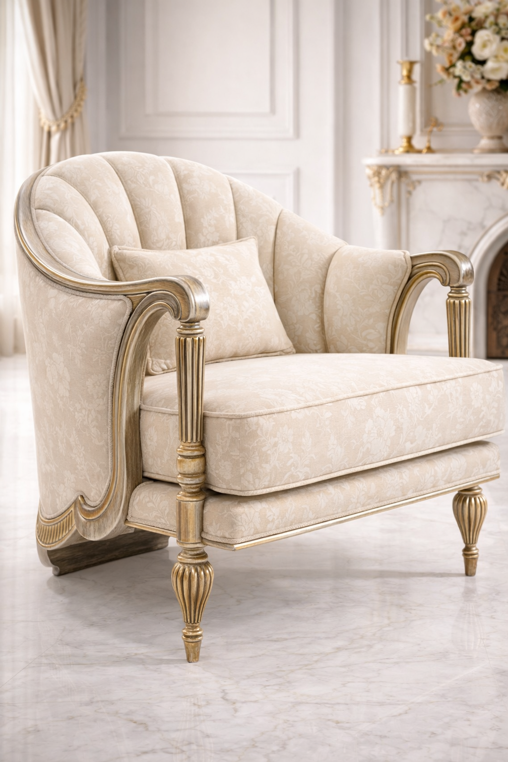 Luxury Classic Single Seater Sofa Chair – Premium Upholstered Accent Chair