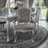 Royal Luxury 8 Seater Dining Table Set – Silver Finish Hand-Carved Solid Wood Dining Set