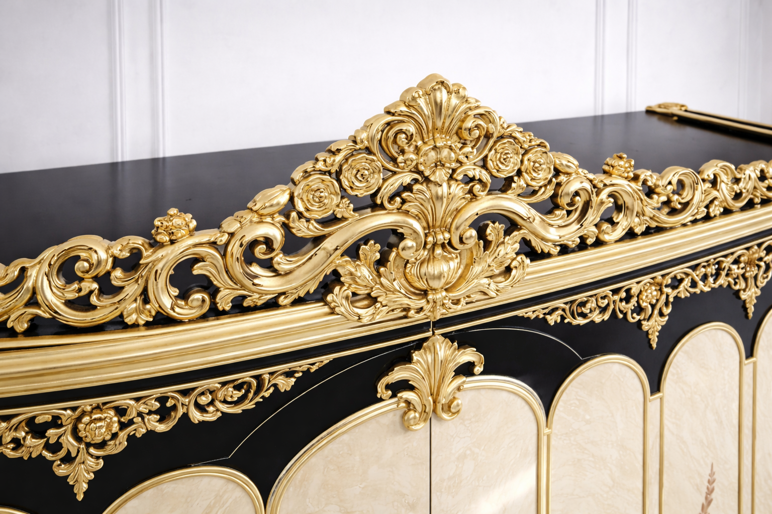 Luxury Black & Gold Royal Marble Finish Wardrobe